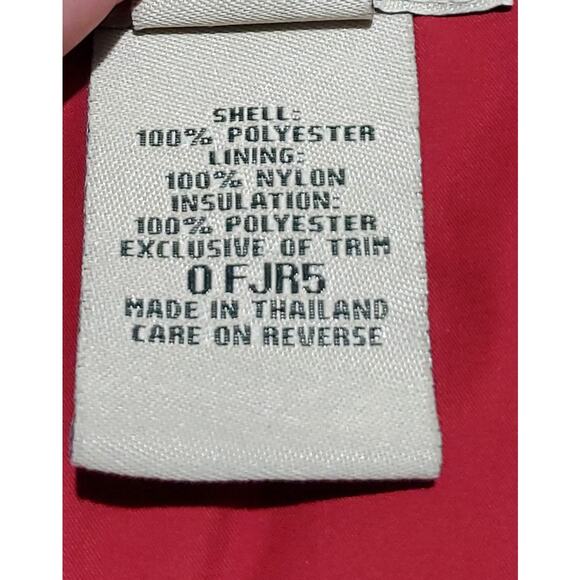 L..L. Bean Womens Red Long Thinsulate Hooded Jacket Size Large Cabincore Preppy - Picture 9 of 9